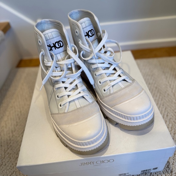 EUC JIMMY CHOO Men’s Nord Sneaker Boot US 11 EU 44 White - Picture 3 of 10